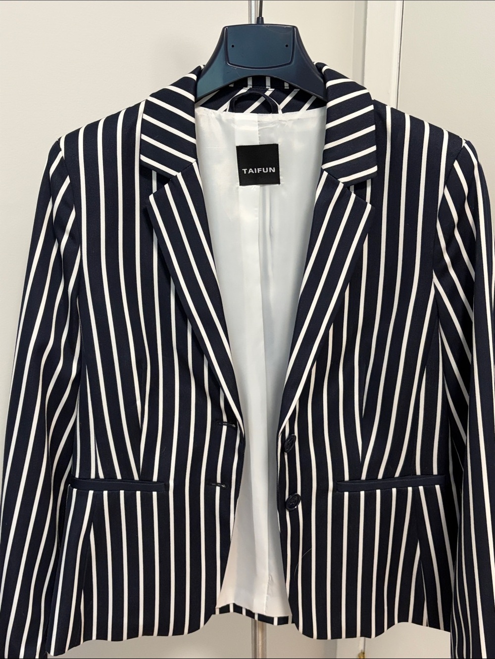 Taifun Navy & White Vertical Striped Blazer-Size 36/US 6